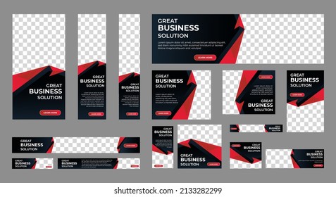 Business banner design web template Set, Horizontal header web banner. Black and red. cover header background for website design, Social Media Cover ads banner, flyer, invitation card	