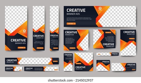 Business banner design web template Set, Horizontal header web banner. Modern Gradient Black and yellow cover header background for website. Social Media Cover ads banner, flyer, invitation card