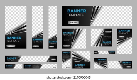 Business Banner Design Web Template Set, Horizontal Header Web Banner. Black And Silver. Cover Header Background For Website Design, Social Media Cover Ads Banner, Flyer, Invitation Card	
