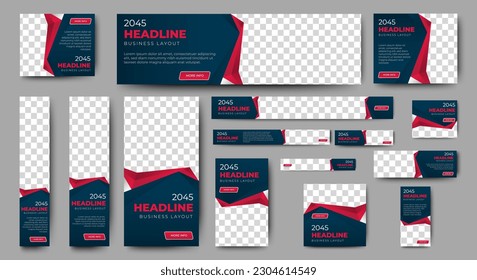Plantilla web de diseño de banners empresariales Set, banner web de encabezado horizontal. Negro y rojo. fondo de encabezado de portada para el diseño de sitios web, banner de anuncios de cobertura de medios sociales, volante, tarjeta de invitación