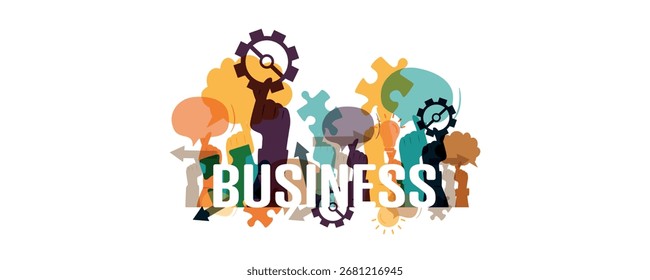 Banner comercial. Mãos com diferentes elementos de negócios.