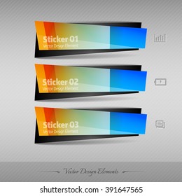 Business banner for infographic, web design, apps. Vector design elements. Full color stickers.