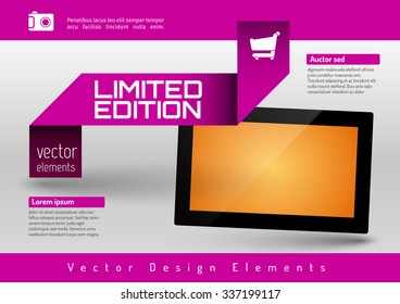 Business banner with modern display. Vector design elements for presentations, flyers, brochures, websites.
