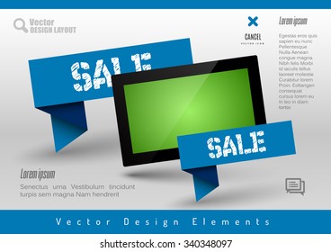 Business banner with modern display. Vector design elements for presentations, flyers, brochures, websites.