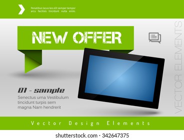 Business banner with modern display. Vector design elements for presentations, flyers, brochures, websites.