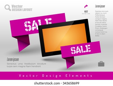 Business banner with modern display. Vector design elements for presentations, flyers, brochures, websites.
