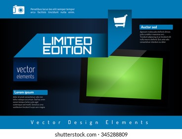 Business banner with modern display. Vector design elements for presentations, flyers, brochures, websites.