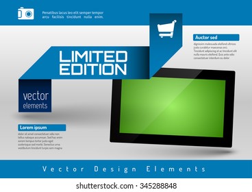 Business banner with modern display. Vector design elements for presentations, flyers, brochures, websites.