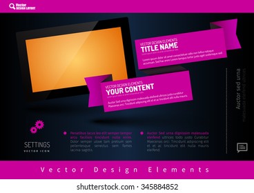 Business banner with modern display. Vector design elements for presentations, flyers, brochures, websites.