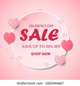 business banner on valentines day pink with circles
