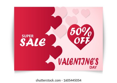 business banner on valentines day pink with red heart