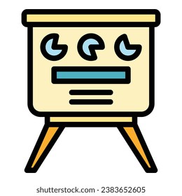 Business banner presentation icon outline vector. Solution creative. Lamp people color flat