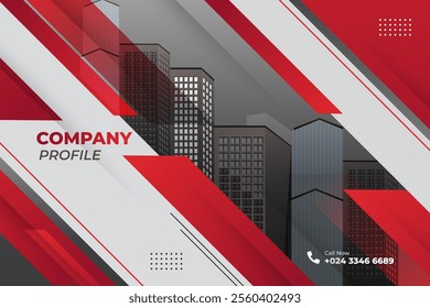 business banner red building silhouette background