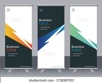 Business banner roll up set, standee banner template, Modern banner.