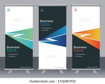 Business banner roll up set, standee banner template, Modern banner.