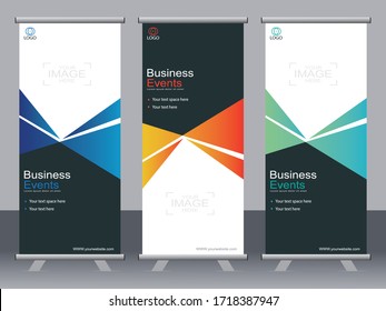 Business banner roll up set, standee banner template, Modern banner.