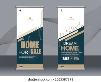 Business banner roll up set, standee banner template, Modern banner.