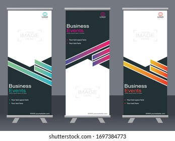 Business banner roll up set,standee banner template,Modern banner.