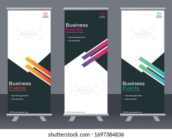 Business banner roll up set,standee banner template,Modern banner.