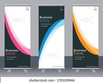 Business banner roll up set,standee banner template,Modern banner.