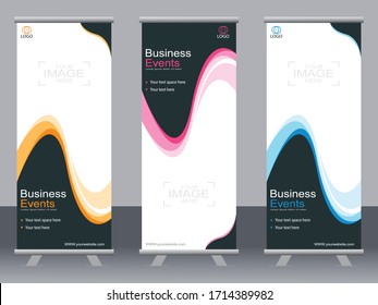 Business banner roll up set,standee banner template,Modern banner.