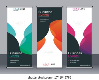 Business banner roll up set,standee banner template,Modern banner.