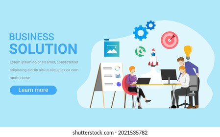 Business banner. Room with people having discussion