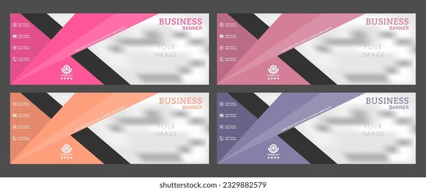 Business banner. A set of horizontal templates with space for a photo, illustration or corporate image. Layout of the cover of a catalog, brochure, project or creative idea