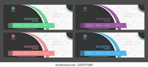 Business banner. A set of horizontal templates with space for a photo, illustration or corporate image. Layout of the cover of a catalog, brochure, project or creative idea