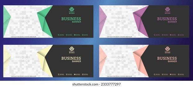 Business banner. A set of horizontal templates with space for a photo, illustration or corporate image. Layout of the cover of a catalog, brochure, project or creative idea