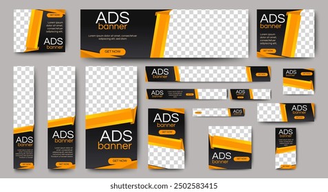 Conjunto de Anuncio de negocios para la Plantilla de anuncios de pantalla de Web. Vector