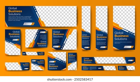 Business Banner Set for web display ads template. vector