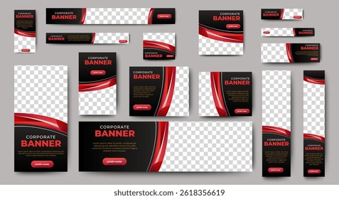 Business Banner Set for web display ads template. vector