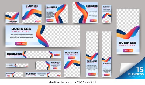 Business Banner Set for web display ads template. vector