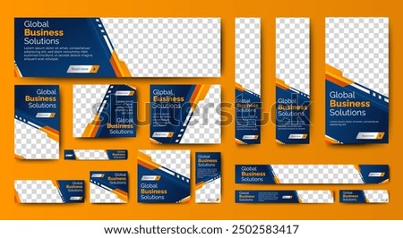 Business Banner Set for web display ads template. vector