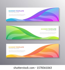 Business Banner template with colorful wavy background, Layout Background Design, Corporate Geometric web header or footer in gradient Vector