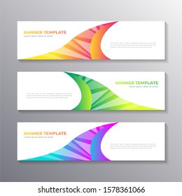 Business Banner template with colorful wavy background, Layout Background Design, Corporate Geometric web header or footer in gradient Vector