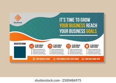 Business banner template design. Abstract light shape and white background. Usable for banner, header, and cover. space for photo and infographic element.