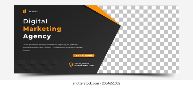 Business banner template design for business promotion. Modern banner with place for the photo. Usable for banner, cover, header, and background.
