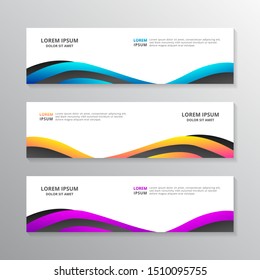 Business Banner Template, Layout Background Design, Corporate Geometric wave web header or footer in gradient color Vector