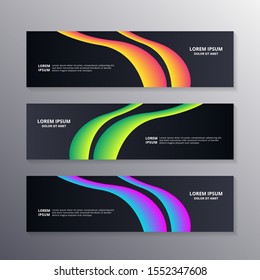 Business Banner Template, Layout Dark Background Design, Corporate Geometric web header or footer in gradient wave color vector template