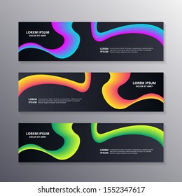 Business Banner Template, Layout Dark Background Design, Corporate Geometric web header or footer in gradient wave color vector template