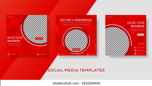 Business banner template for social media. red color  premium vector