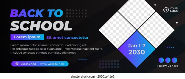 business banner with three frame for picture