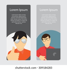 A Business Banner in Trendy Flat Style. Communication Concept. Vector Illustration. EPS10