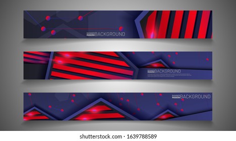 Business banner vector template. polygonal shape of a rectangular design with a red and blue background.