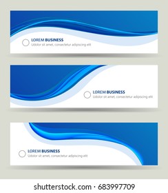 Business banner wave set, wavy blue color shape, brochure cover template. Corporate Card design. Vector