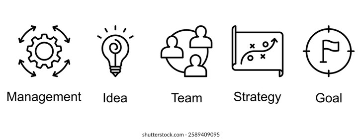 Business banner web icon vector illustration of management, idea, team, strategy, goal