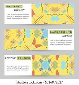 Business banners headers set, abstract patterns. Horizontal template layout for website design. Minimalistic style, geometric elements for futuristic modern background. Vector illustration