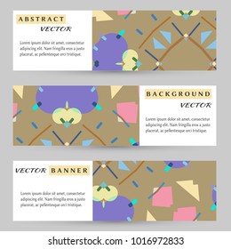 Business banners headers set, abstract patterns. Horizontal template layout for website design. Minimalistic style, geometric elements for futuristic modern background. Vector illustration